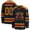 Custom Hockey Jersey - Black Old Gold-Red - Style Black1023