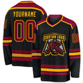 Custom Hockey Jersey - Black Maroon-Gold - Style Black1033