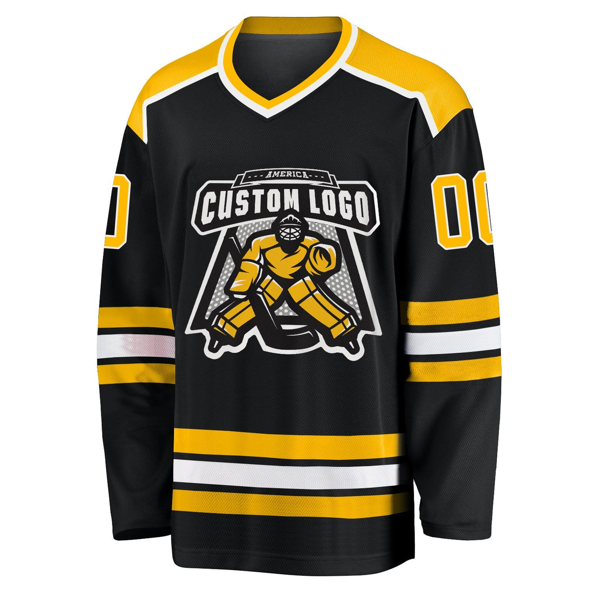 Custom Hockey Jersey - Black Gold-White - Style Black1034