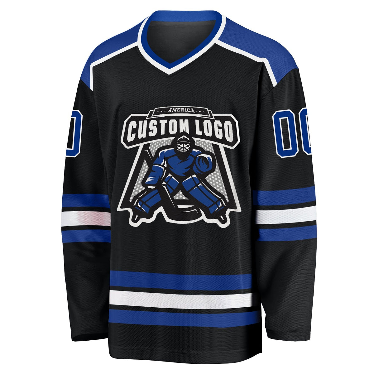Custom Hockey Jersey - Black Royal-White