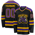 Custom Hockey Jersey - Black Purple-Gold - Style Black1039