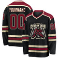 Custom Hockey Jersey - Black Crimson-Cream