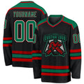 Custom Hockey Jersey - Black Kelly Green White-Red