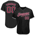 Custom Baseball Jersey - Black White Pinstripe Maroon-White