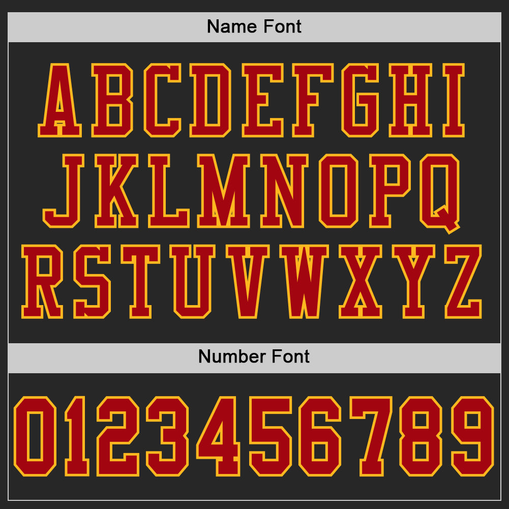 Custom Football Jersey - Black Red-Gold Mesh