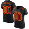 Custom Football Jersey - Black Red-Gold Mesh