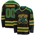 Custom Hockey Jersey - Black Kelly Green-Gold