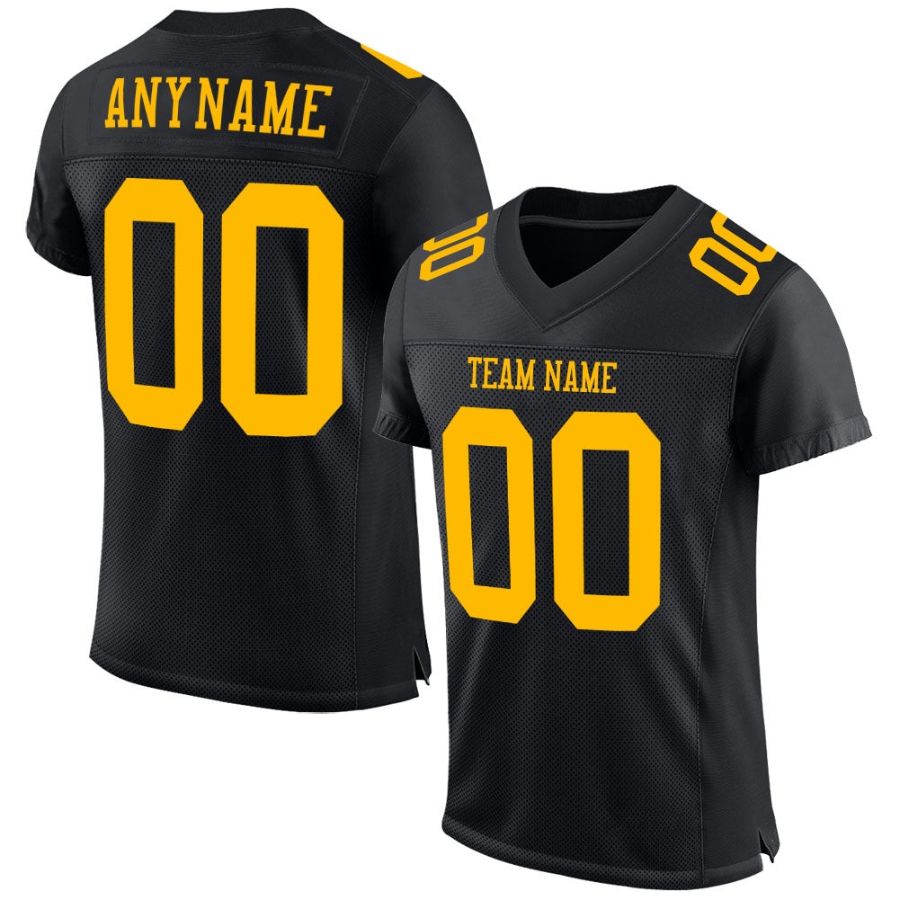 Custom Football Jersey - Black Gold Mesh
