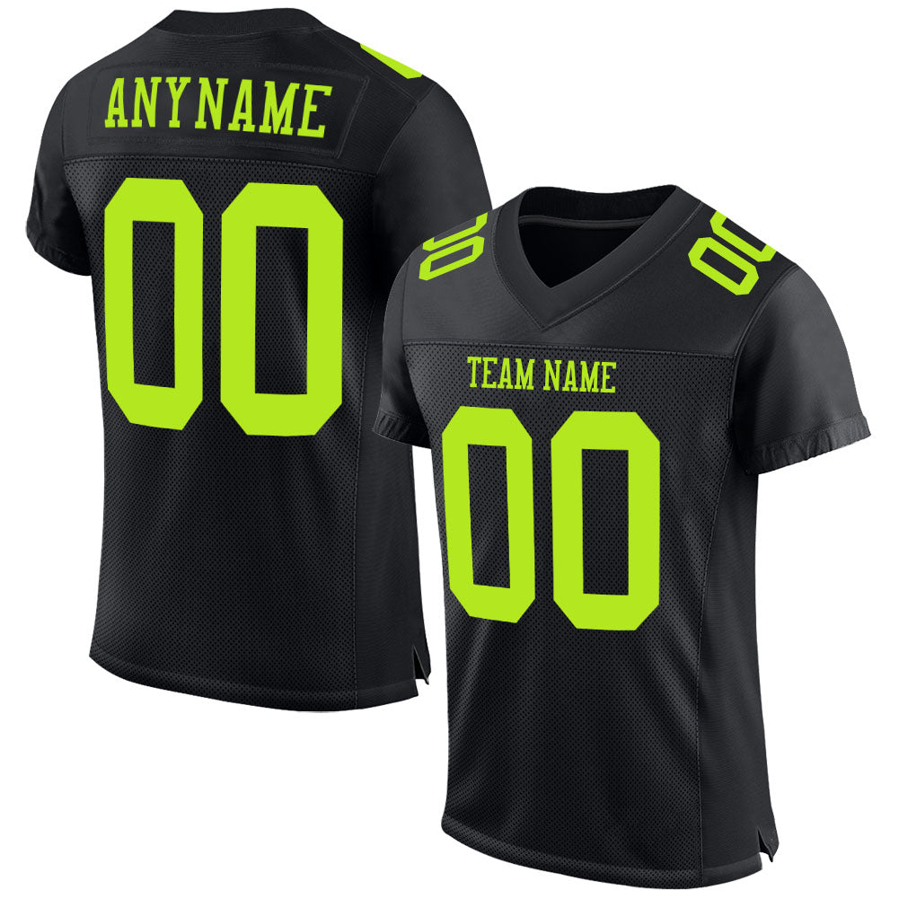 Custom Football Jersey - Black Neon Green Mesh