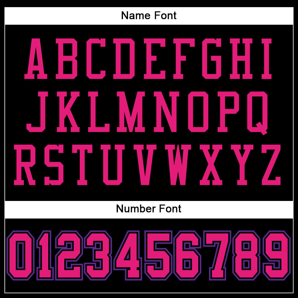Custom Football Jersey - Black Hot Pink-Purple Mesh