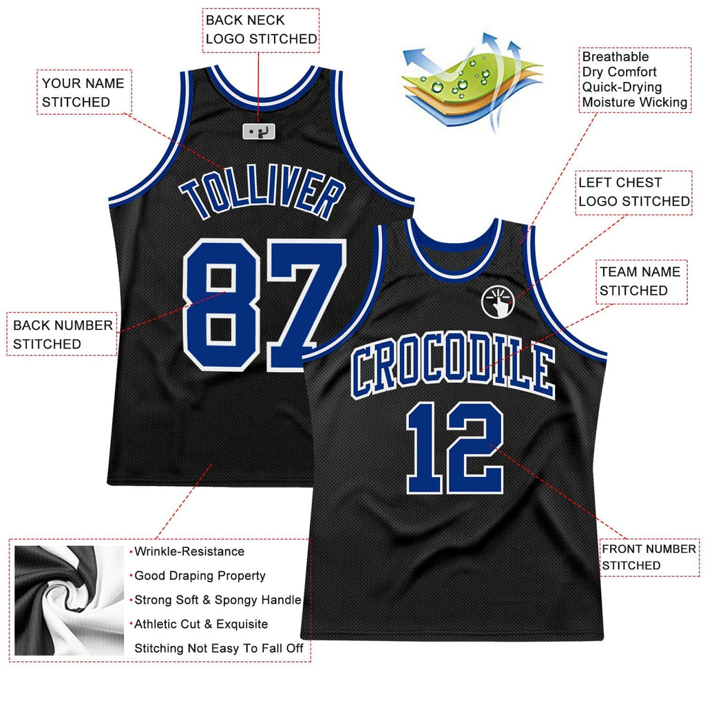Custom Basketball Jersey - Black Royal-White Throwback - Style Black1181