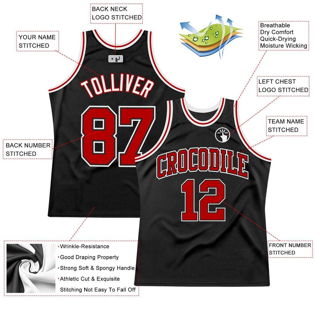 Custom Basketball Jersey - Black Red-White Throwback - Style Black1182