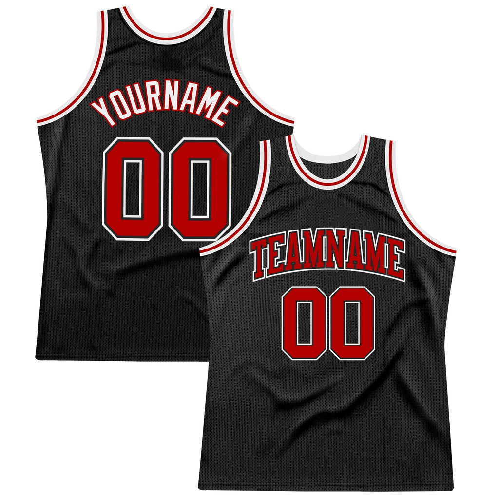 Custom Basketball Jersey - Black Red-White Throwback - Style Black1182