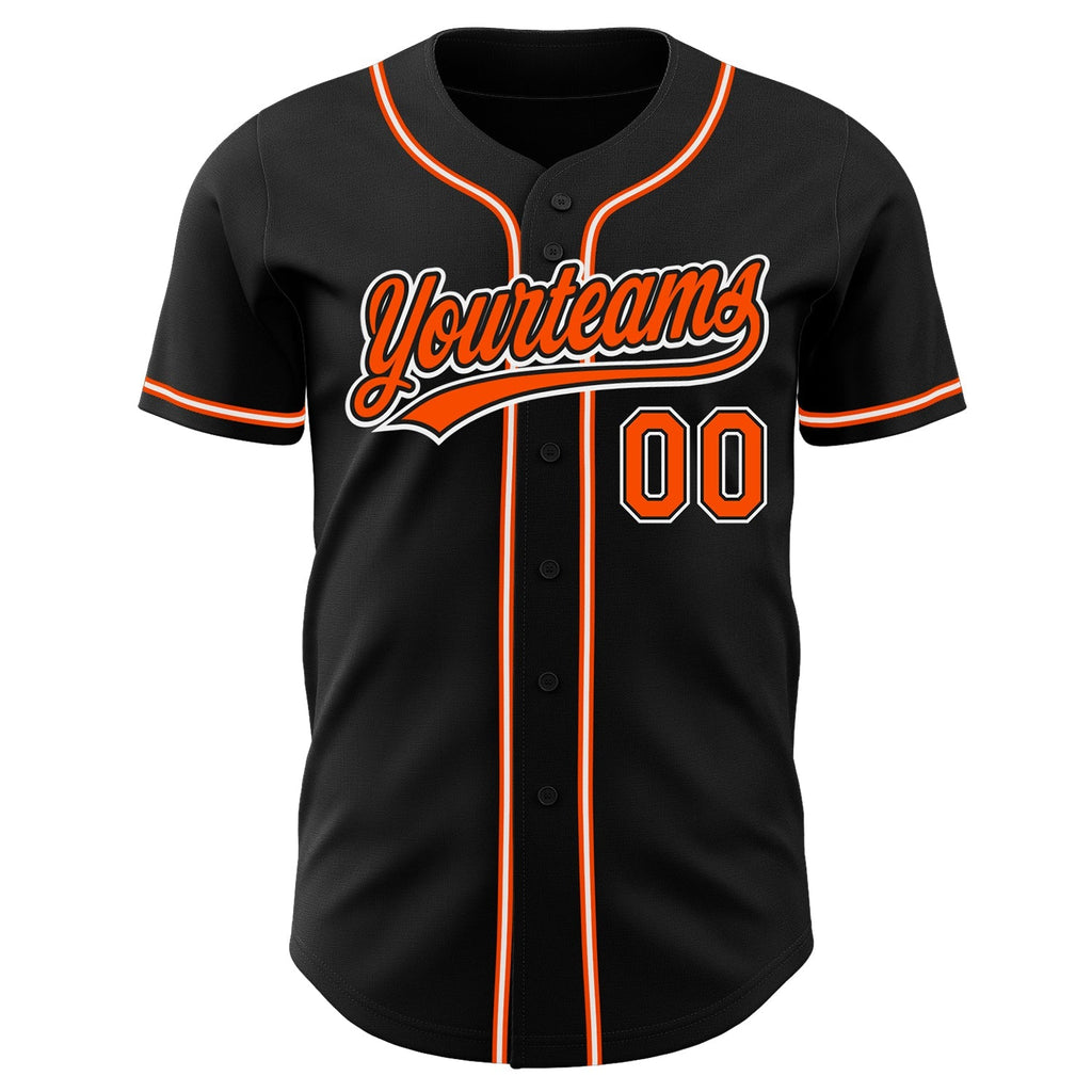 Custom Baseball Jersey - Black Orange-White