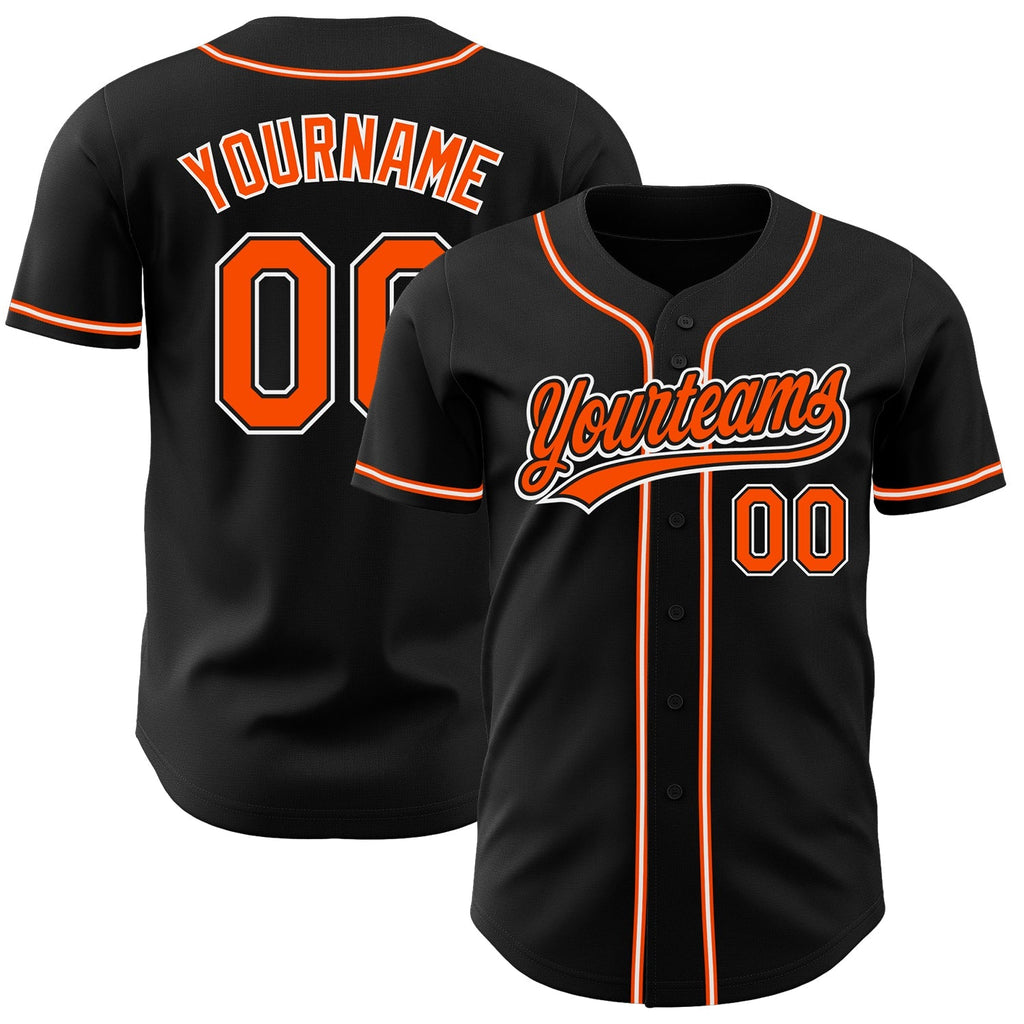Custom Baseball Jersey - Black Orange-White