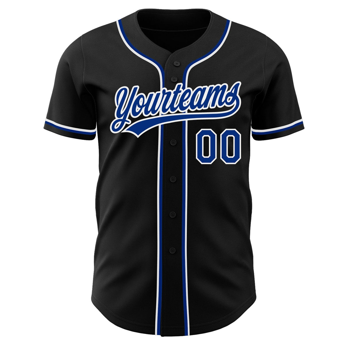 Custom Baseball Jersey - Black Royal-White - Style Black1211