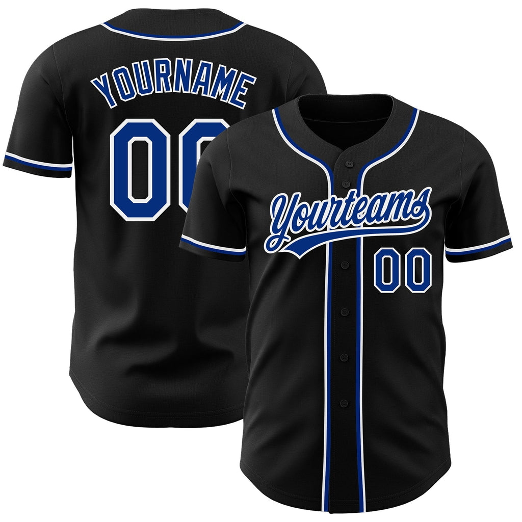 Custom Baseball Jersey - Black Royal-White - Style Black1211