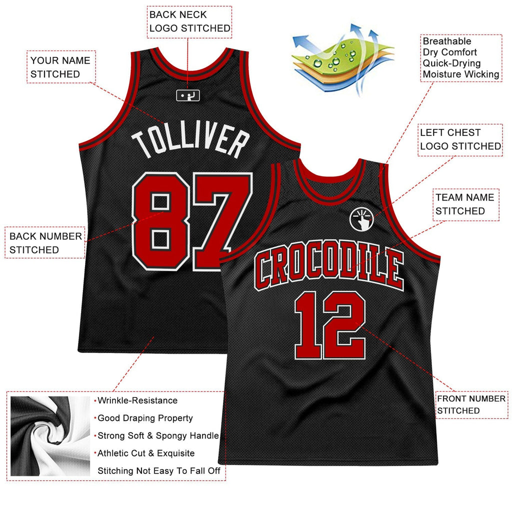 Custom Basketball Jersey - Black Red-White Throwback - Style Black1280
