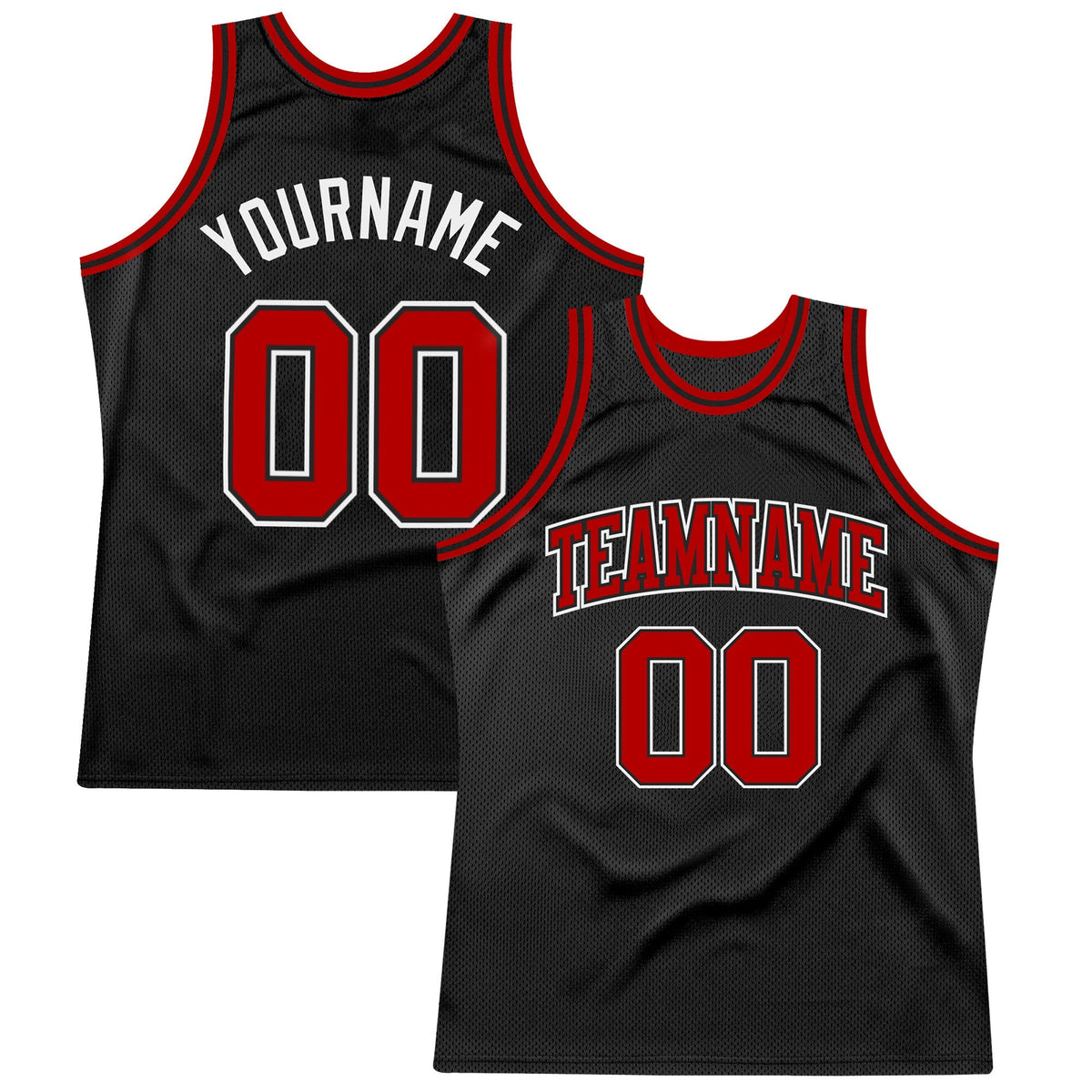 Custom Basketball Jersey - Black Red-White Throwback - Style Black1280