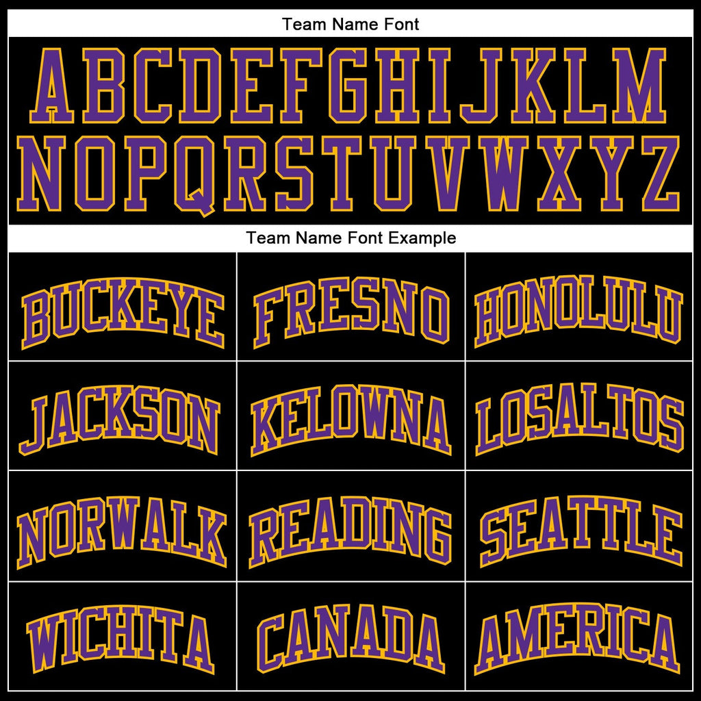 Custom Basketball Jersey - Black Gold Pinstripe Purple-Gold