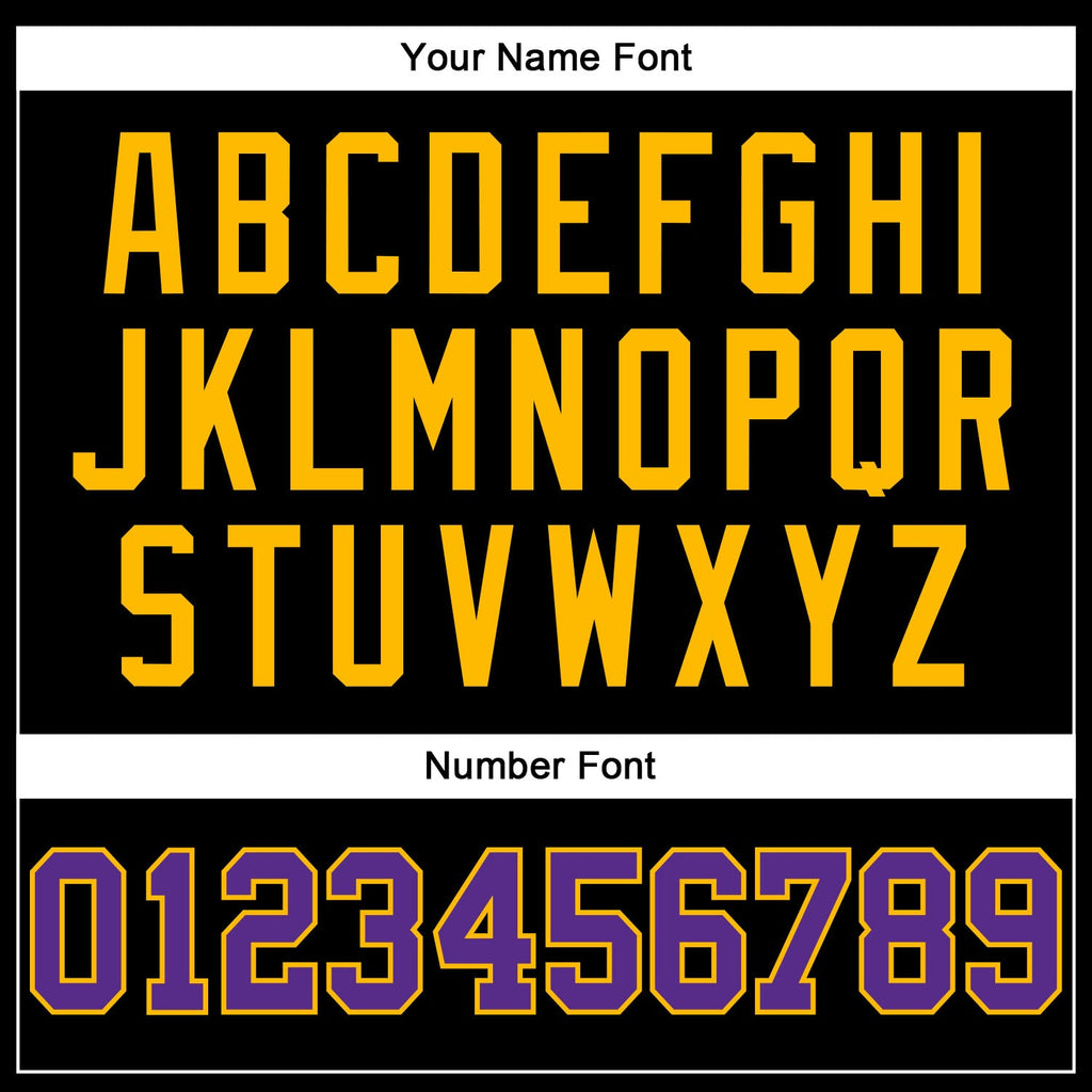 Custom Basketball Jersey - Black Gold Pinstripe Purple-Gold