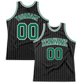 Custom Basketball Jersey - Black White Pinstripe Kelly Green-White