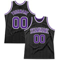 Custom Basketball Jersey - Black White Pinstripe Purple-White - Style Black1341