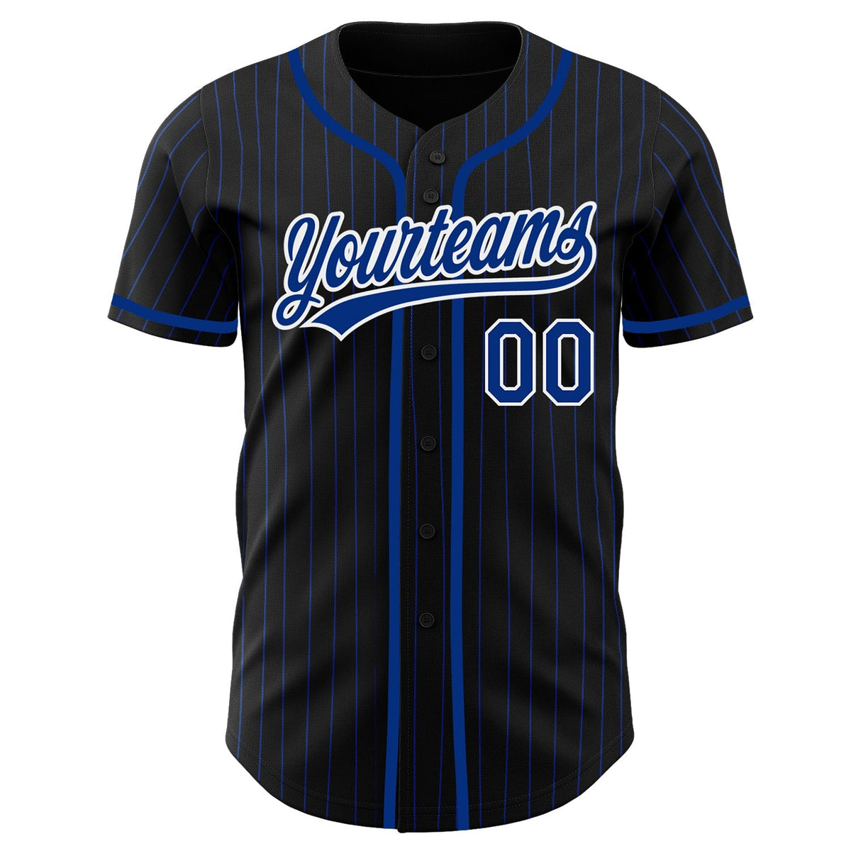 Custom Baseball Jersey - Black Royal Pinstripe Royal-White