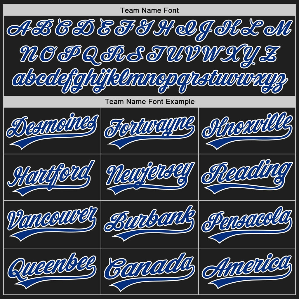 Custom Baseball Jersey - Black Royal Pinstripe Royal-White