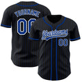 Custom Baseball Jersey - Black Royal Pinstripe Royal-White