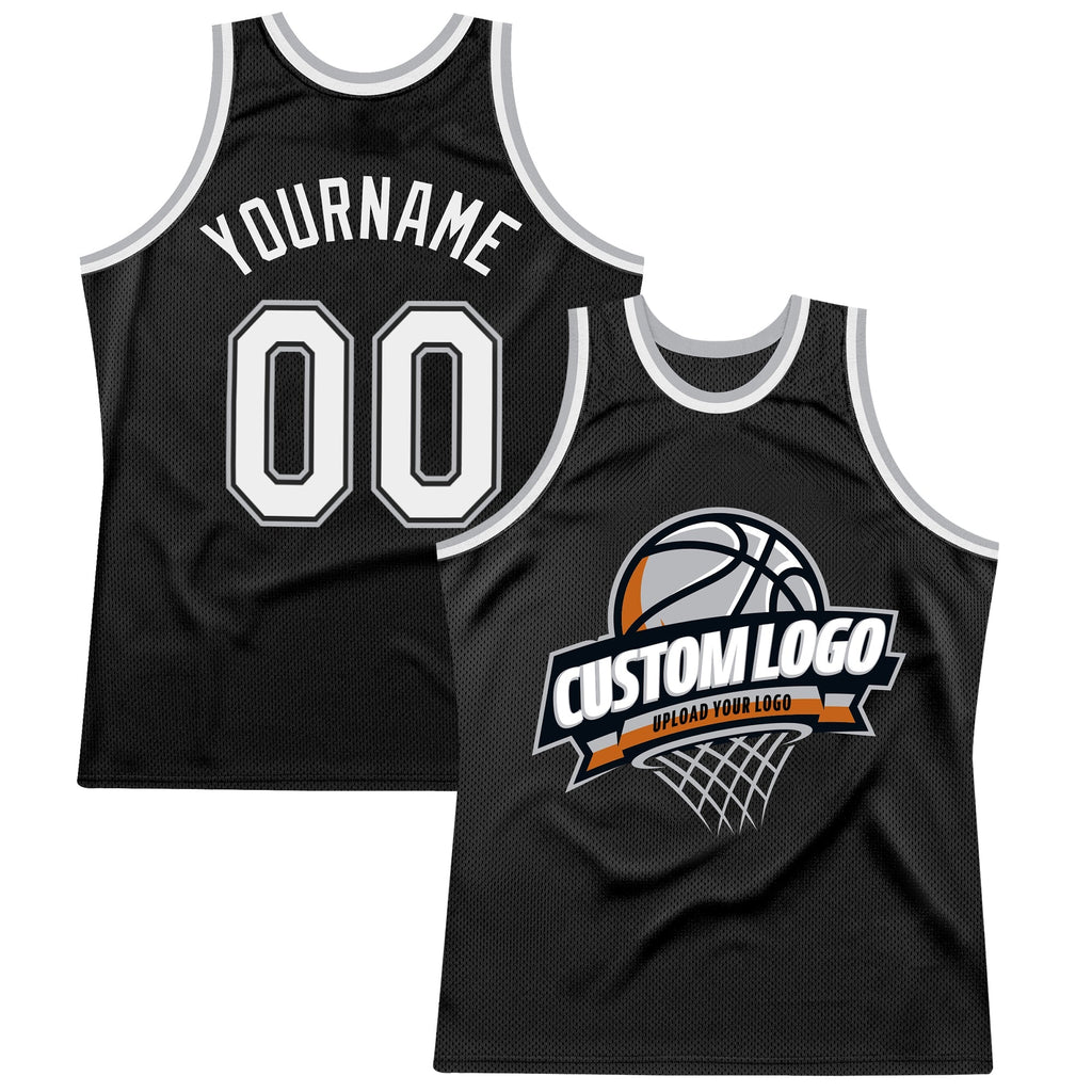 Custom Basketball Jersey - Black White-Gray Throwback
