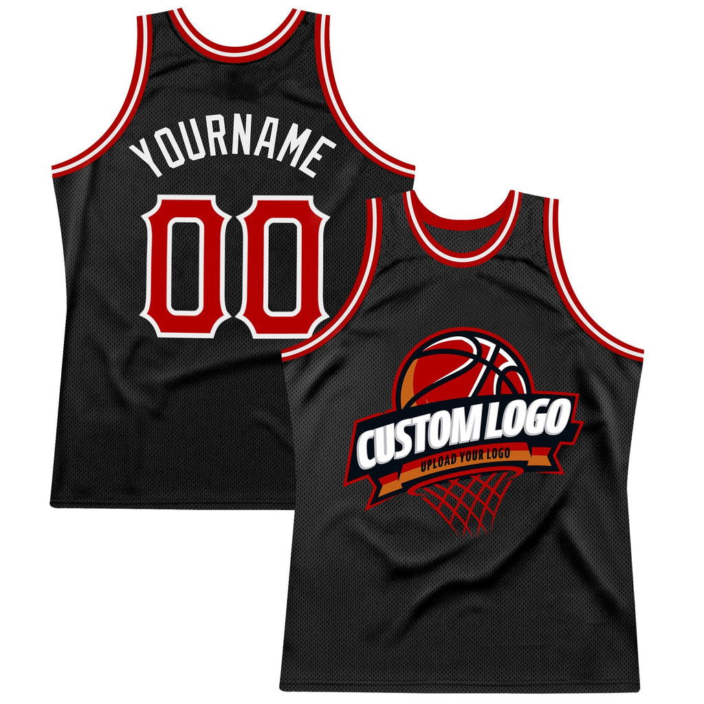 Custom Basketball Jersey - Black Red-White Throwback - Style Black1556