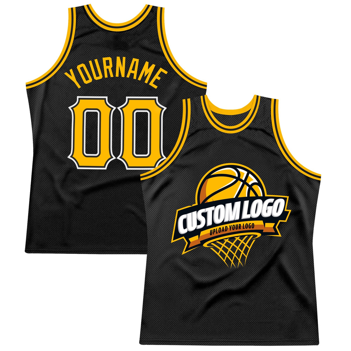 Custom Basketball Jersey - Black Gold-White Throwback - Style Black1558