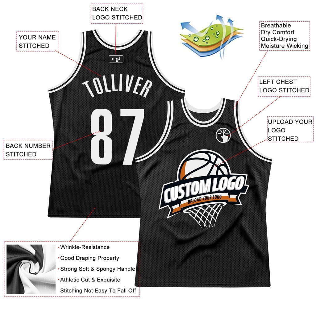 Custom Basketball Jersey - Black White Throwback - Style Black1563