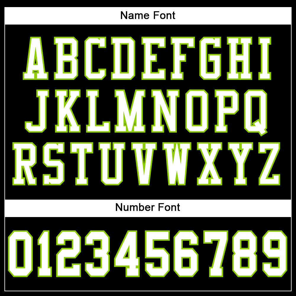 Custom Football Jersey - Black White-Neon Green Mesh