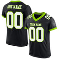 Custom Football Jersey - Black White-Neon Green Mesh