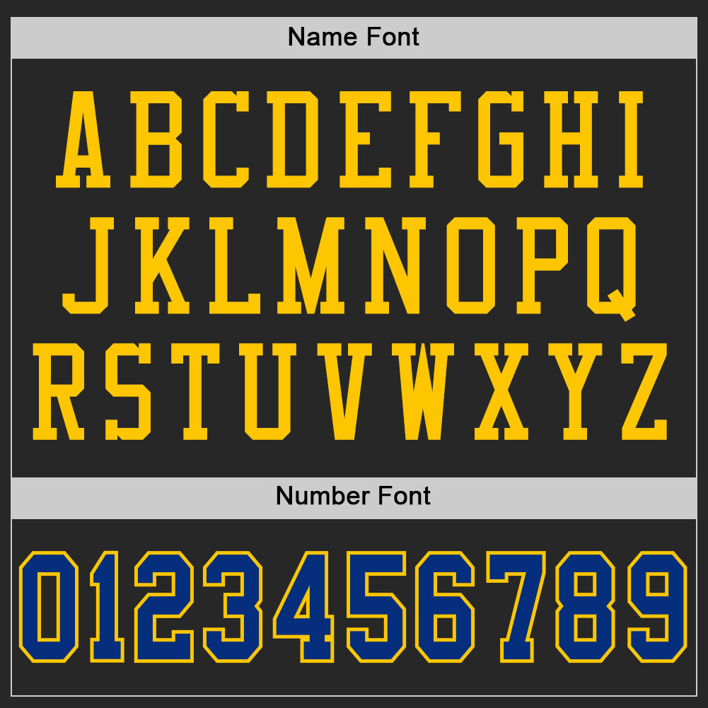 Custom Football Jersey - Black Royal-Yellow Mesh