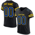 Custom Football Jersey - Black Royal-Yellow Mesh