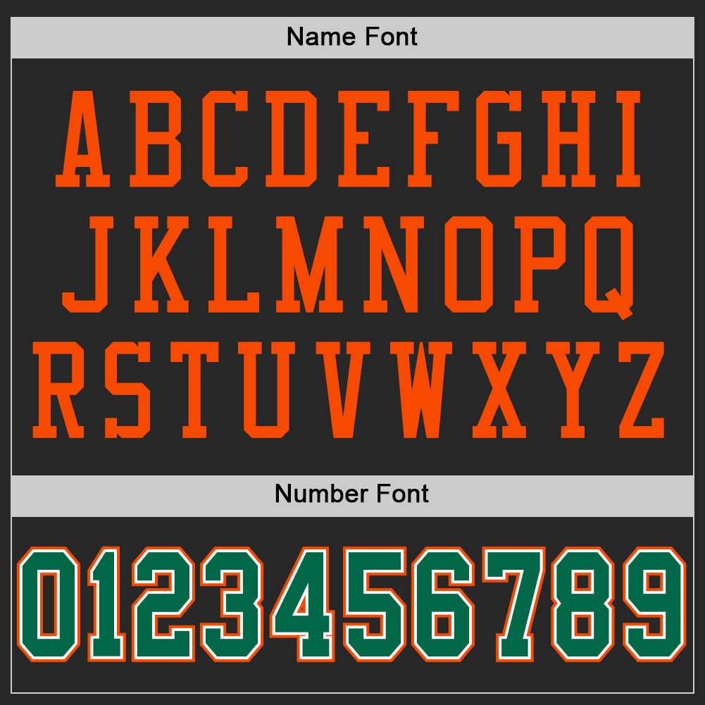 Custom Football Jersey - Black Kelly Green-Orange Mesh