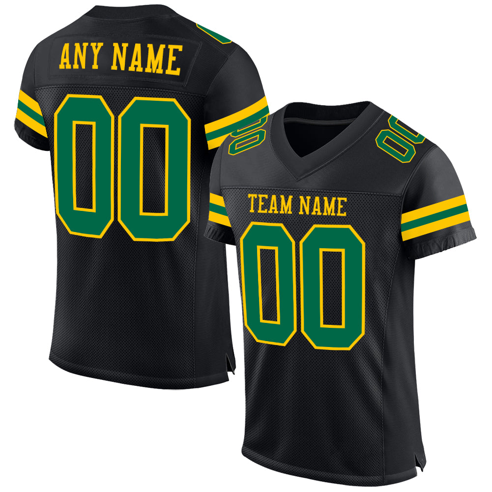 Custom Football Jersey - Black Kelly Green-Yellow Mesh