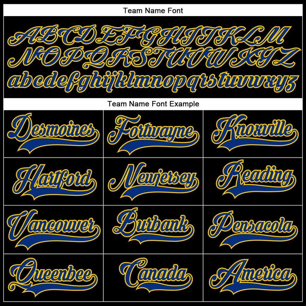 Custom Hockey Jersey - Black Royal-Yellow Lace Neck