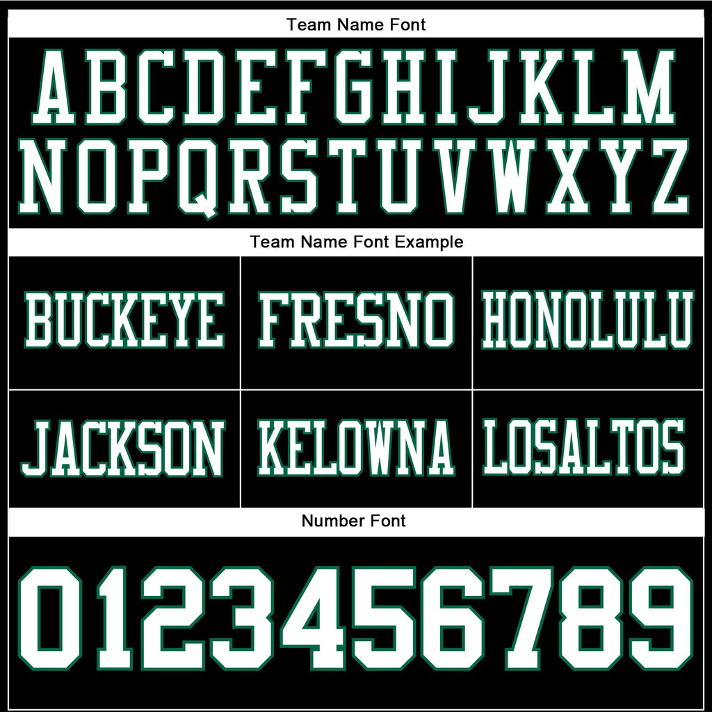 Custom Football Jersey - Black White-Kelly Green