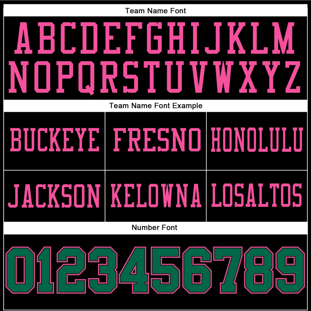Custom Football Jersey - Black Kelly Green-Pink