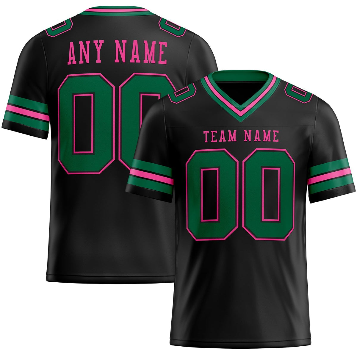 Custom Football Jersey - Black Kelly Green-Pink