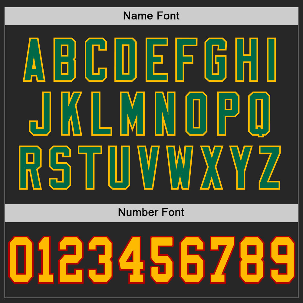 Custom Football Jersey - Black Gold Red-Kelly Green Mesh