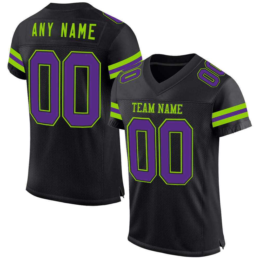 Custom Football Jersey - Black Purple-Neon Green Mesh