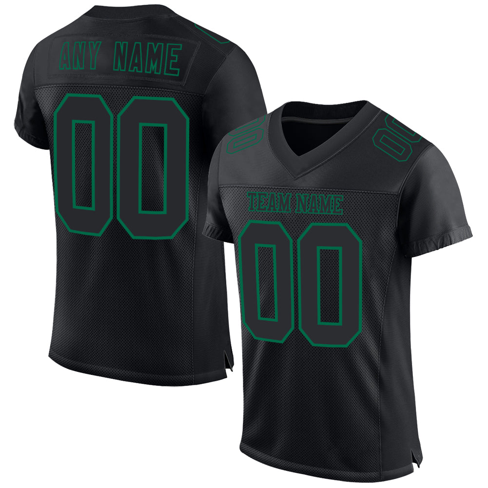 Custom Football Jersey - Black Kelly Green Mesh
