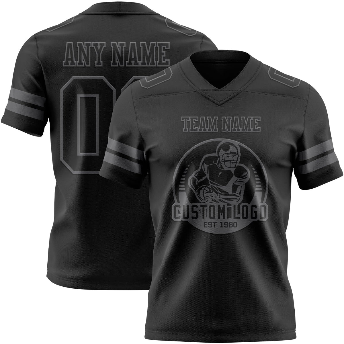 Custom Football Jersey - Black Steel Gray