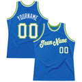 Custom Basketball Jersey - Blue White-Neon Green Throwback