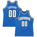 Custom Basketball Jersey - Blue White Pinstripe White-Black